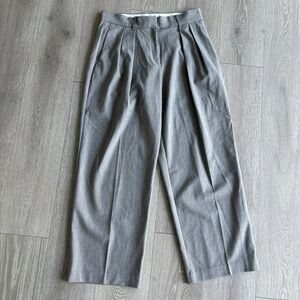 Mango Womens Gray High Rise Pleated Front Pockets Wide Leg Trouser Pants Size 8